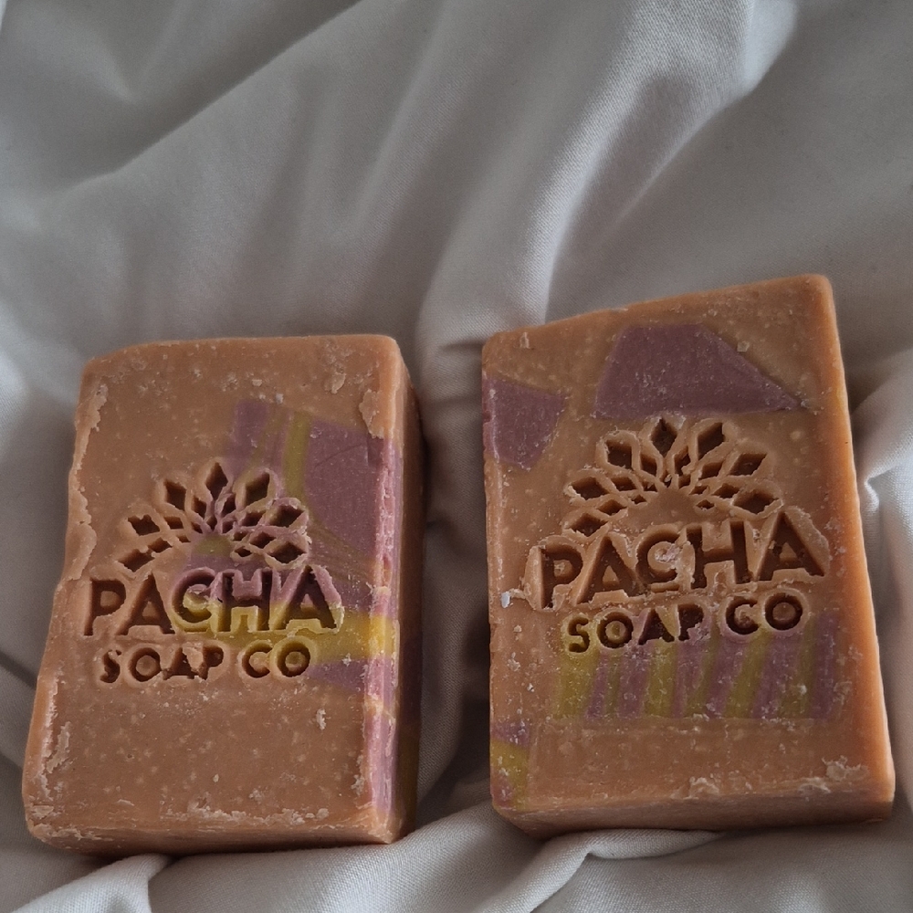Pacha Soap Co Artisan Soap Bar - Pink and Tan 2 Bars